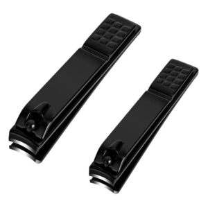Nail Clippers Set, Sharp Stainless Steel Fingernail Clipper & Toenail Clippers, Black Nail Cutter, Large and Small 2 Piece Set.