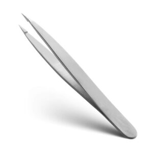 Pointed Tweezers | High Carbon Stainless Steel Needle Nose Tweezers | Fine Point Tweezers Precision Hair Removal | Perfectly Aligned & Hand-Filed Sharp Tweezers | Silver